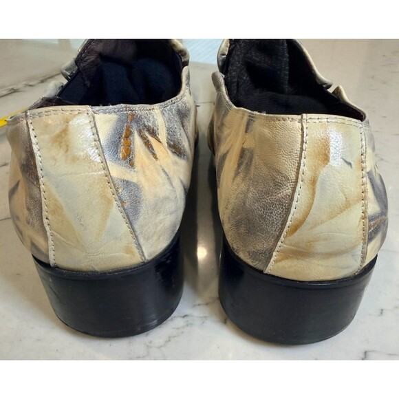 Boutique Italian Leather  Square Toe Dress Shoes-Gilded Gold Leaf & Marble Wash